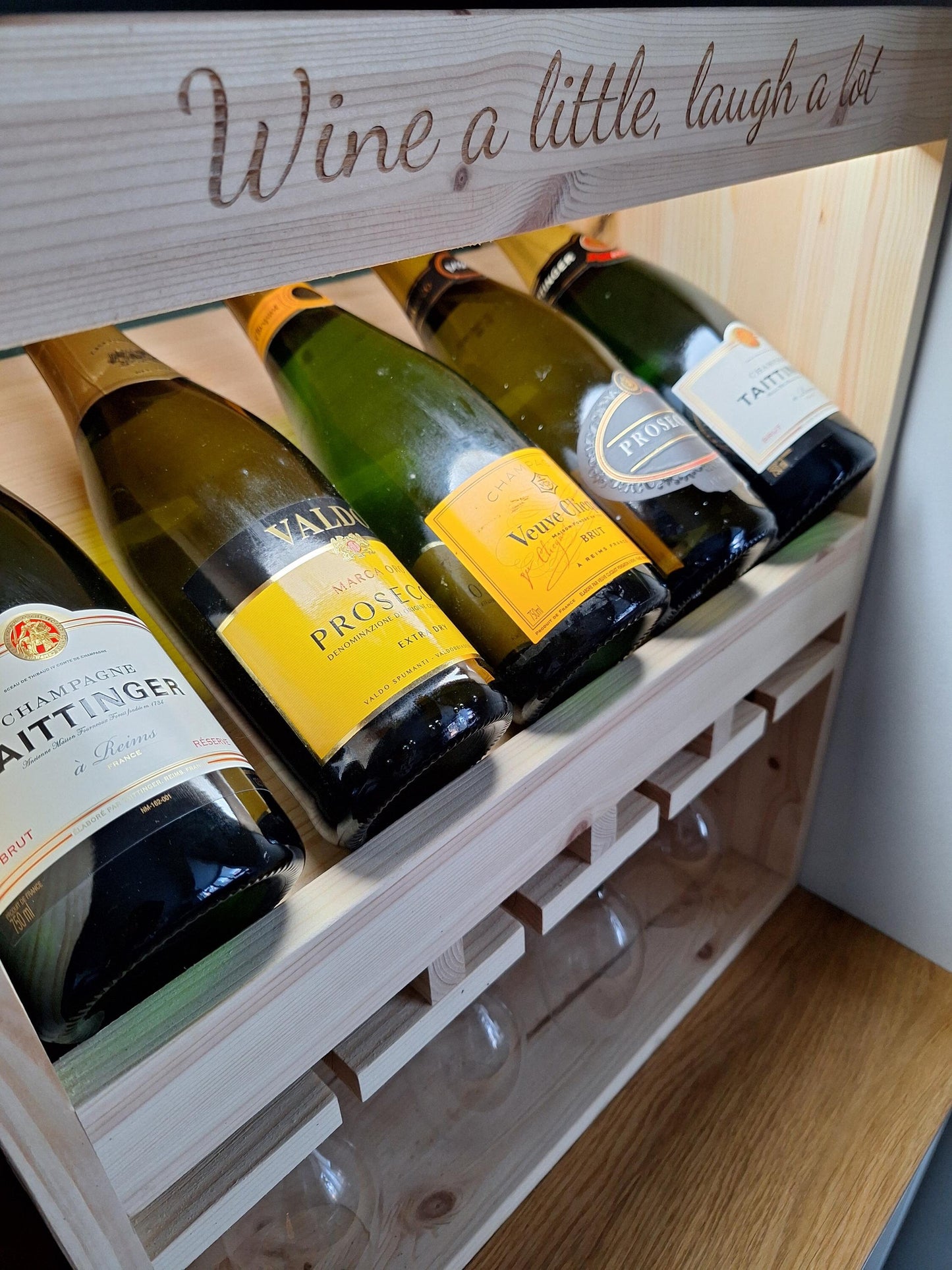Personalised wine and glass display rack