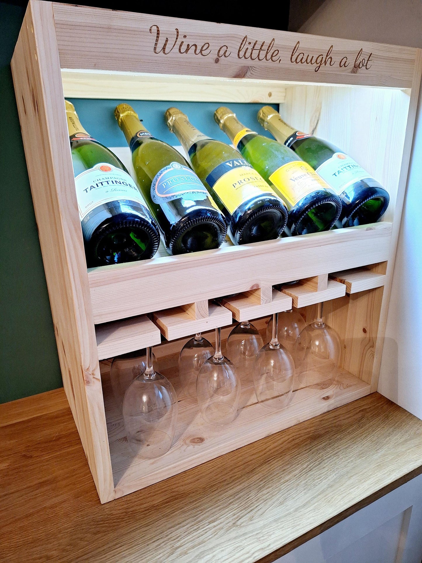 Personalised wine and glass display rack