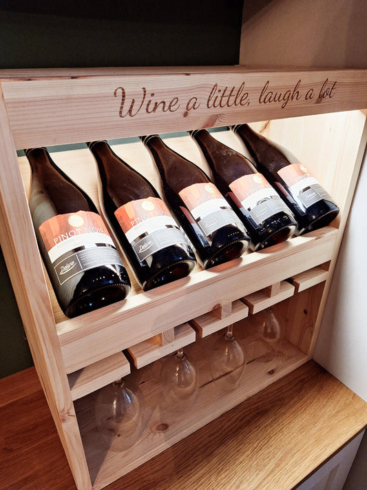 Personalised wine and glass display rack