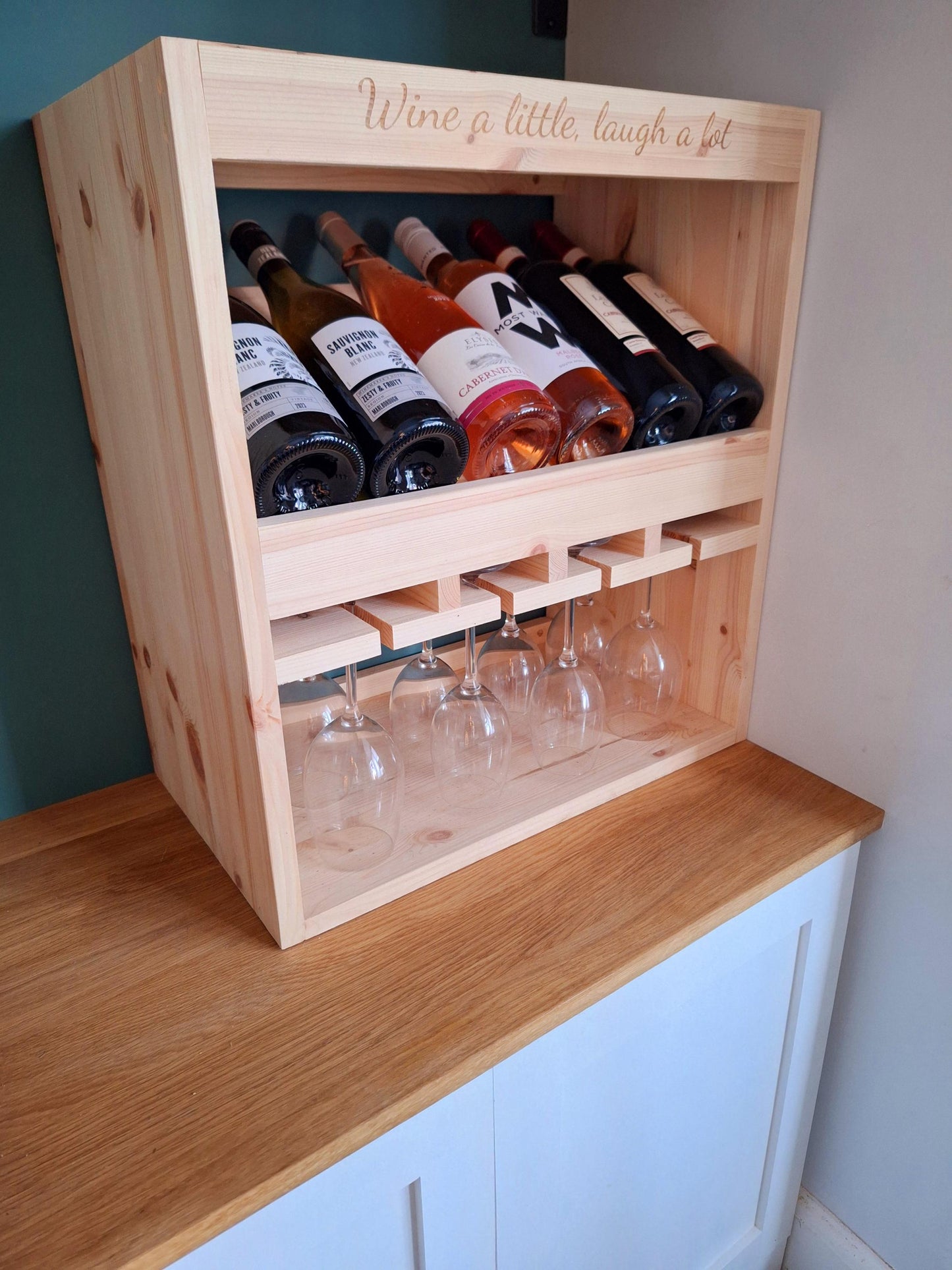 Personalised wine and glass display rack