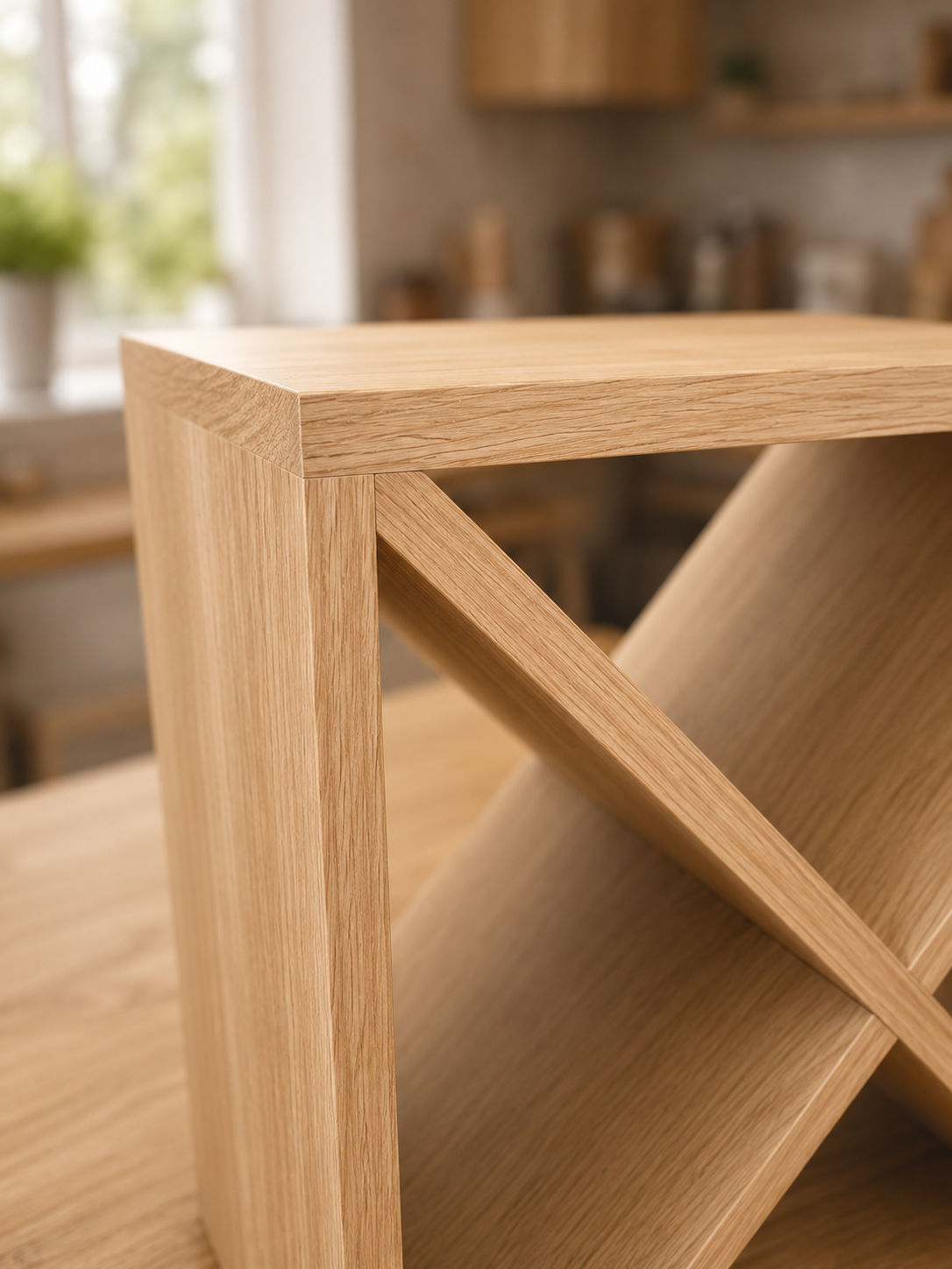 Solid Oak Cross Cube Wine Rack