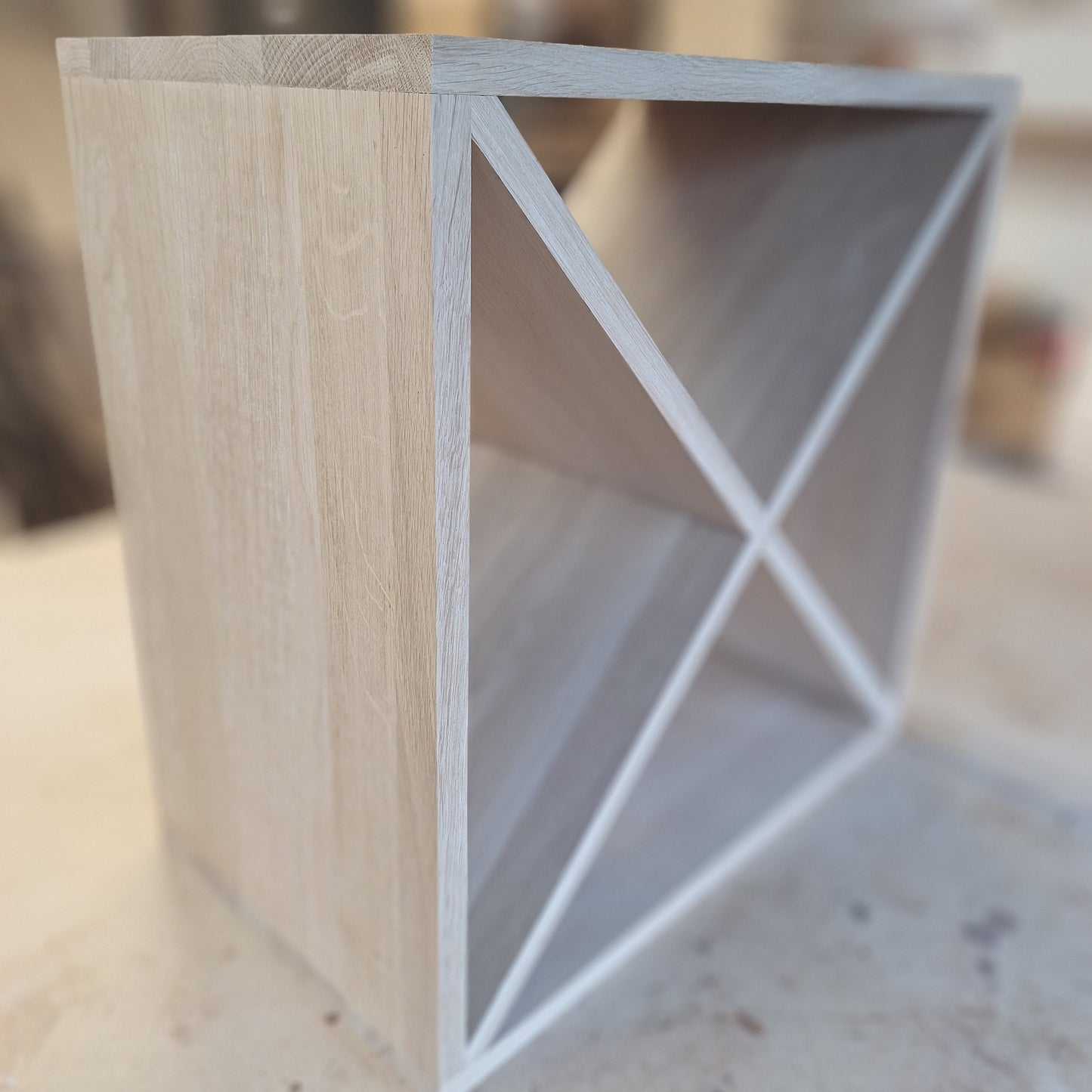 Solid Oak Cross Cube Wine Rack