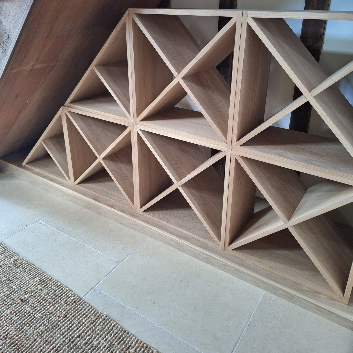 Solid Oak Cross Cube Wine Rack